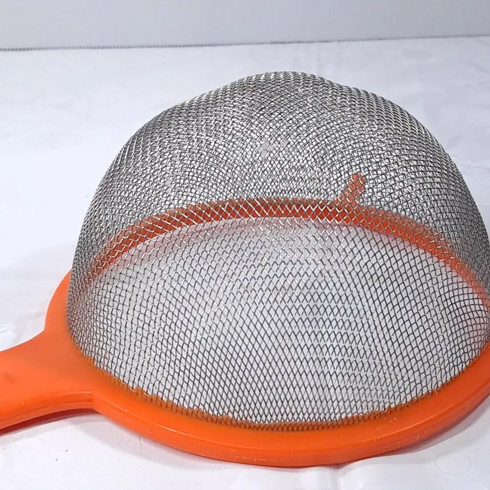 Sveico collander basket strainer orange plastic‎ metal Sweden Rostfri Vintage